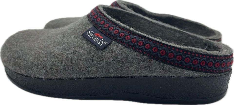 Zueco de lana para mujer Stegmann suela de poli piedra con trenza roja L108P talla 9,5 Foto 3 de 4