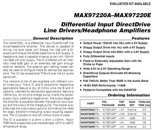 MAX97220 Differential to Balanced Headphone Amplifier Board Single-ended Output - Picture 4 of 5
