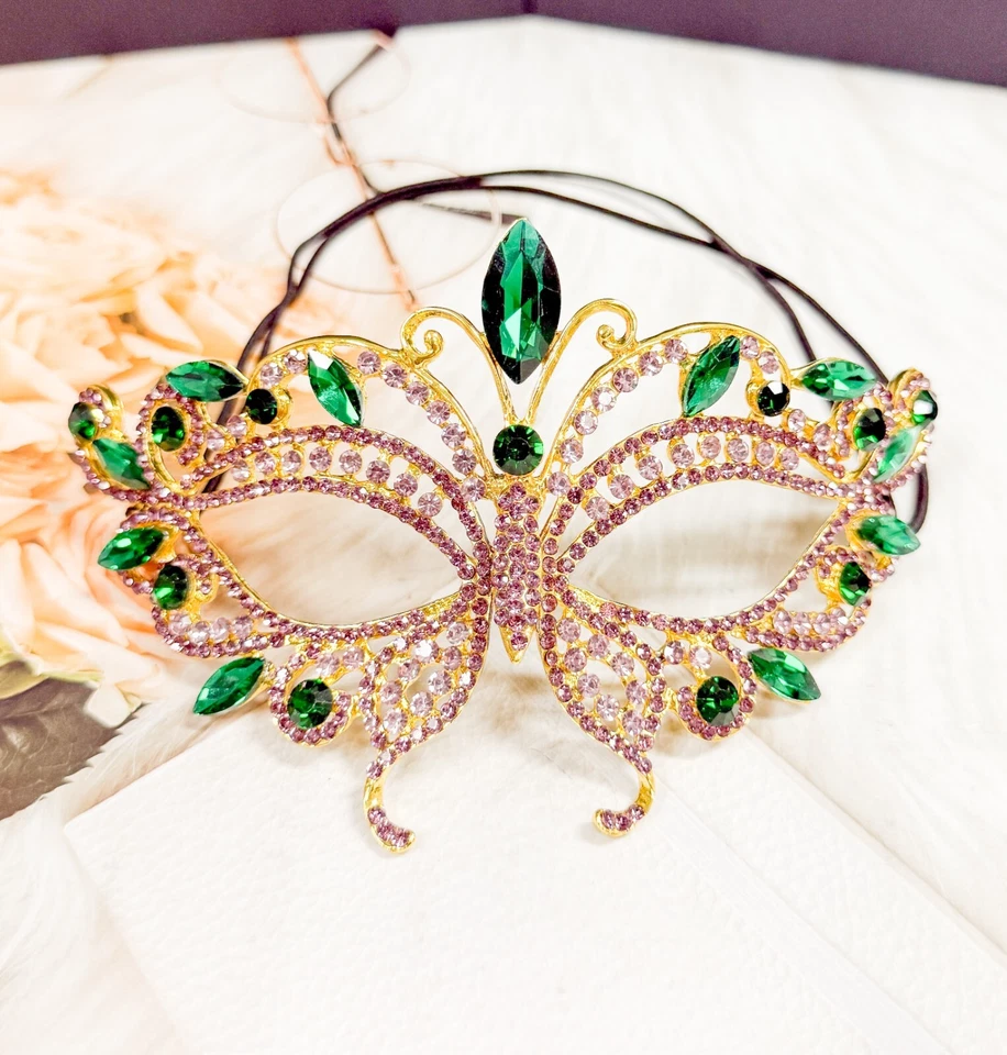 Mardi Gras Mask, Masquerade mask, Party Mask, Rhinestone Mask, Butterfly Mask - Image 3 of 4