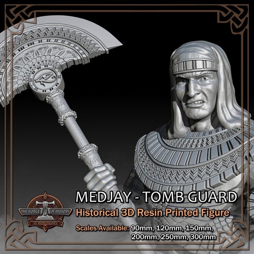 Egyptian Medjay Tomb Guard - Scale 1/18 to 1/6 - 3D Resin Printed Figure Model - Picture 6 of 12