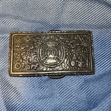 Vintage Fire Department Transportation belt buckle by Tiffany Studio NY Art Work
