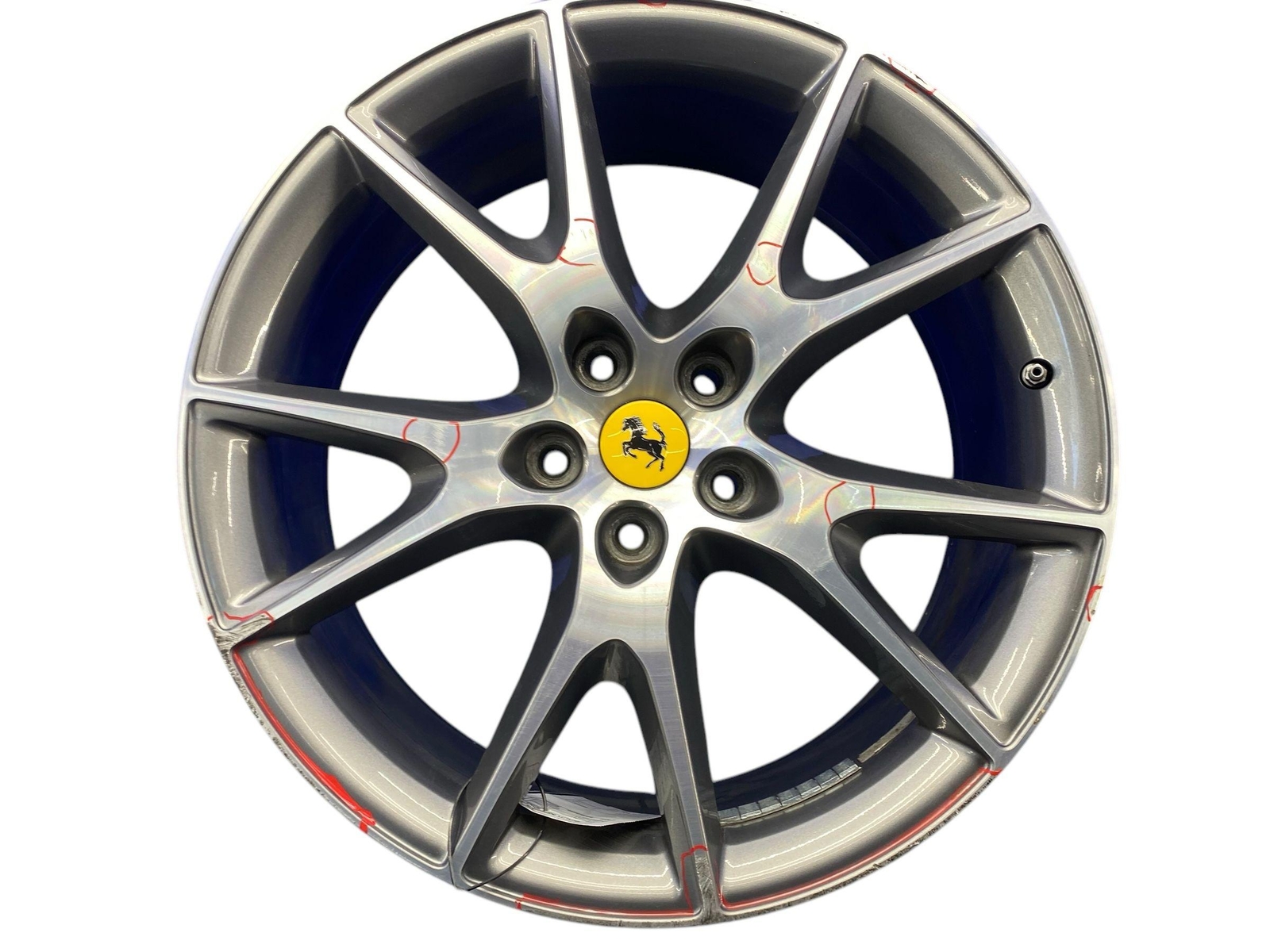2008-2014 FERRARI CALIFORNIA 20X8 FIVE Y SPOKE WHEEL RIM SILVER *CURB RASH* OEM