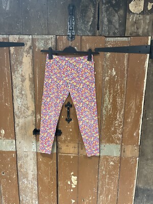 Polo Ralph Lauren Leggings Rosa Blumenmuster Baumwollmischung Gummizug Large