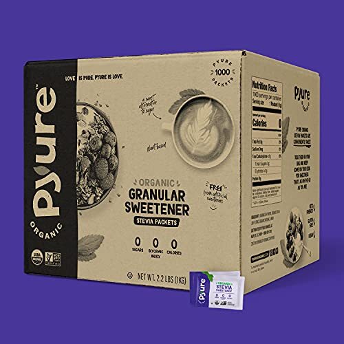 Pyure Organic Stevia Packets Granulated Sugar Packets White Sugar Substitute HOT