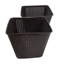 Lot 2 United Solutions SRO350 4 Gallon Brown Wicker-Look Wastebaskets-Plastic