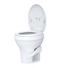 White Toilet with Soft Close Seat Optimized Bowl Design Powerful Flush Nozzles