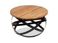 Runder Couchtisch Wohnzimmertisch Tisch Edino 80 Cm Eiche Massivholz Metall