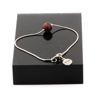Armband Aus Stahl 1 Perle Rotes Mattes Tigerauge 8 Mm. Hergestellt In Frankreich