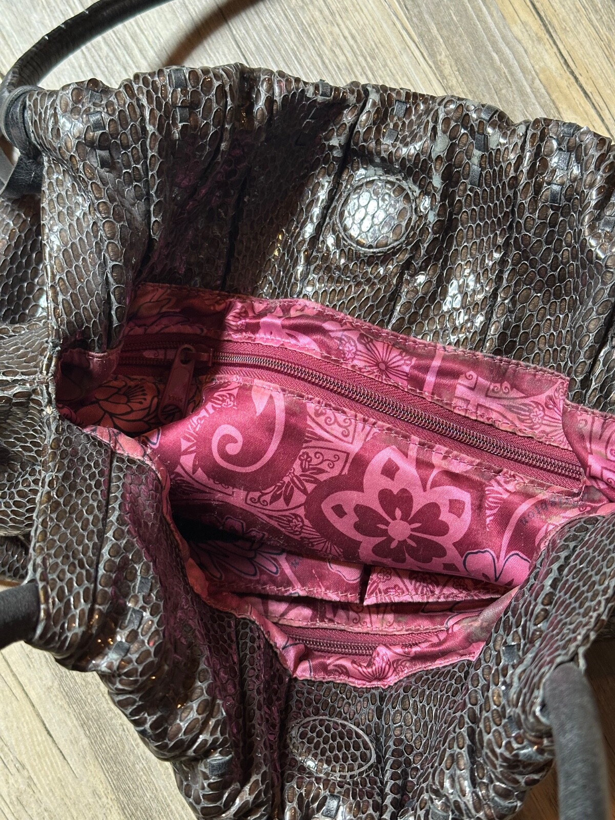 Brighton Breelan Python Embossed Leather Hobo Han… - image 18