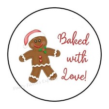 BAKED WITH LOVE GINGERBREAD MAN CHRISTMAS ENVELOPE SEALS LABELS STICKERS