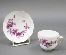 Meissen Mokkatasse 2-tlg. 1.Wahl - Reiche alte indische Purpurmalerei 486410