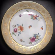 Tirschenreuth Bavaria Porcelain Dinner Plate with Green & Gold Floral Border — listing 3