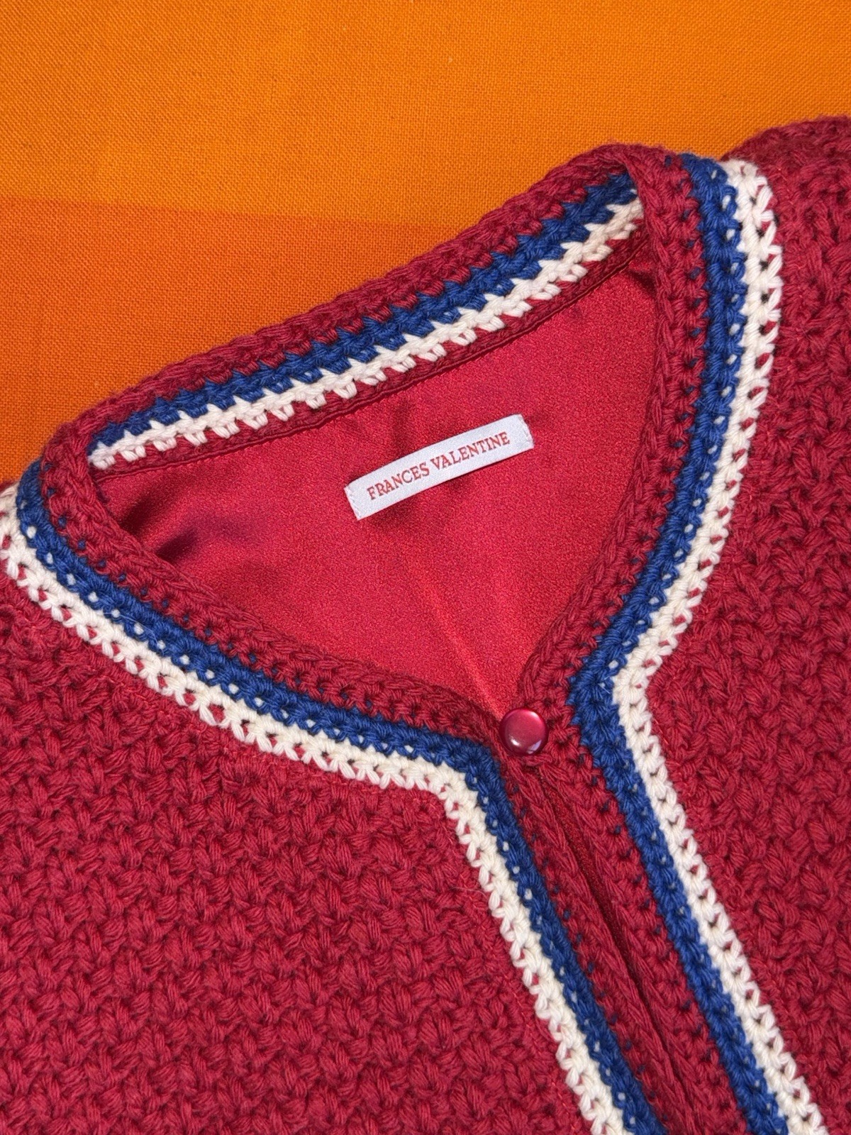 Frances Valentine Lambswool knit cardigan The Angie Border Card Coat Size S image 2