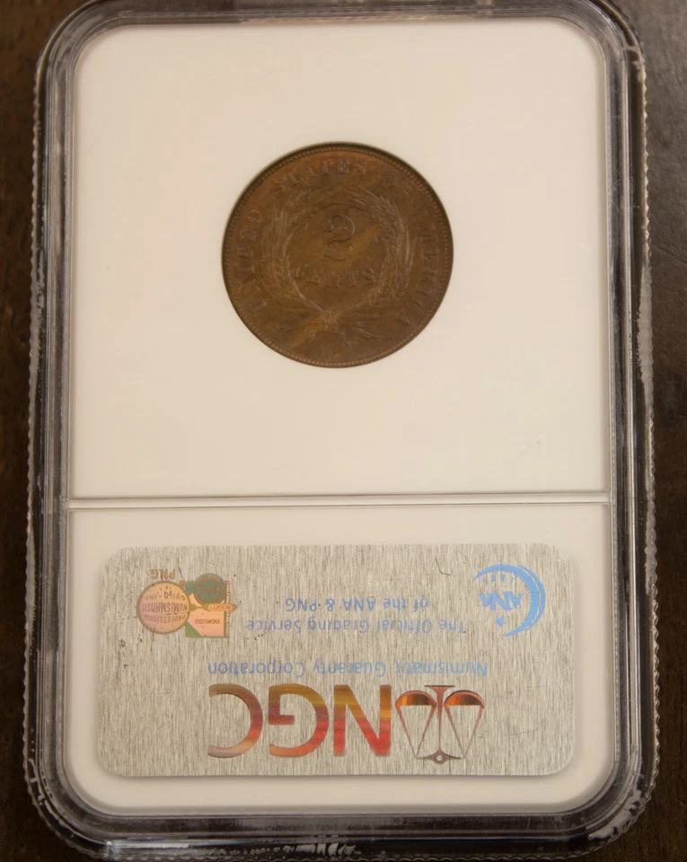 1869 Two Cent Piece NGC MS 63 BN Lot 3038 - Image 2 of 4