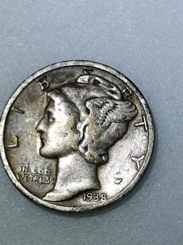 1938 Mercury Dime Circulated 90% Silver 10C Coin