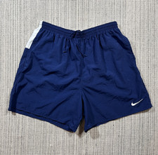 Vintage Nike 90s Navy Blue White Shorts Mens Size XL Large Embroidered Swoosh