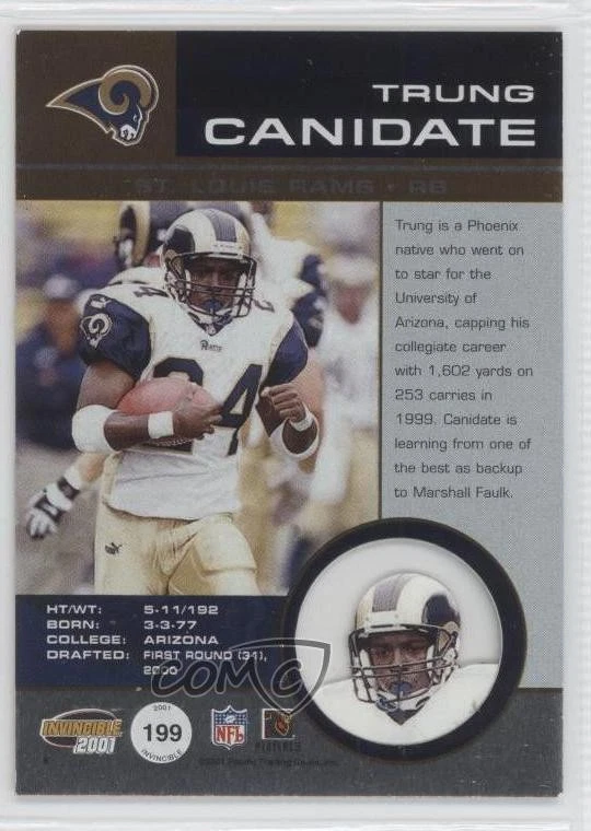 2001 Pacific Invincible /1000 Trung Canidate #199 - Image 2 of 2