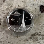 2023 - 1 oz. UFO'S OVER PARIS BU round .999 Fine Silver ABDUCTION EIFFEL TOWER