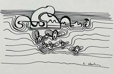 Ervin NEUHAUS (1928-2012) Dessin Encre Unique 1970 Organique Abstrait 46