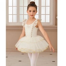 New White Ballet Tutu Dress Girls Ballet Dancewear Dance Clothing Golden
