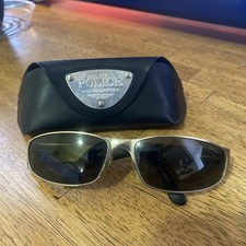 Vintage Police 2346 Gold Aviator Sunglasses Made in Italy 90s Designer With Case