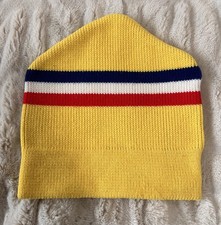VINTAGE WIGWAM SKI CAP SNOW BEANIE BRIGHT YELLOW MULTI STRIPE