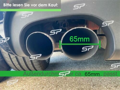 Titan Schwarz Edelstahl Auspuffblenden Endrohrblende für AUDI TT TTS 8J Roadster - Bild 2 von 12