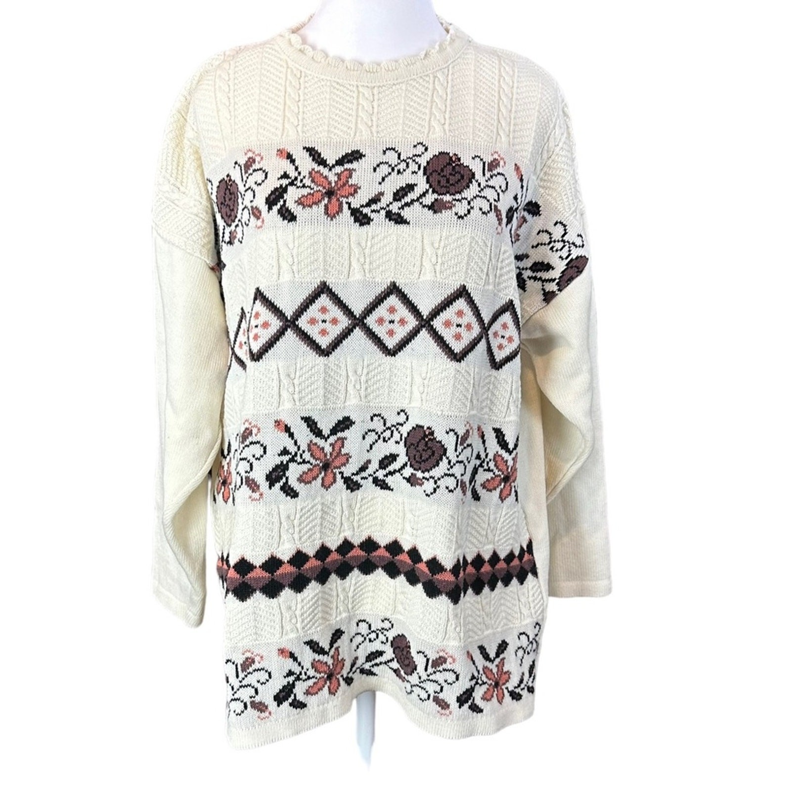 Maglione vintage Saint Laurent floreale acrilico taglia grande