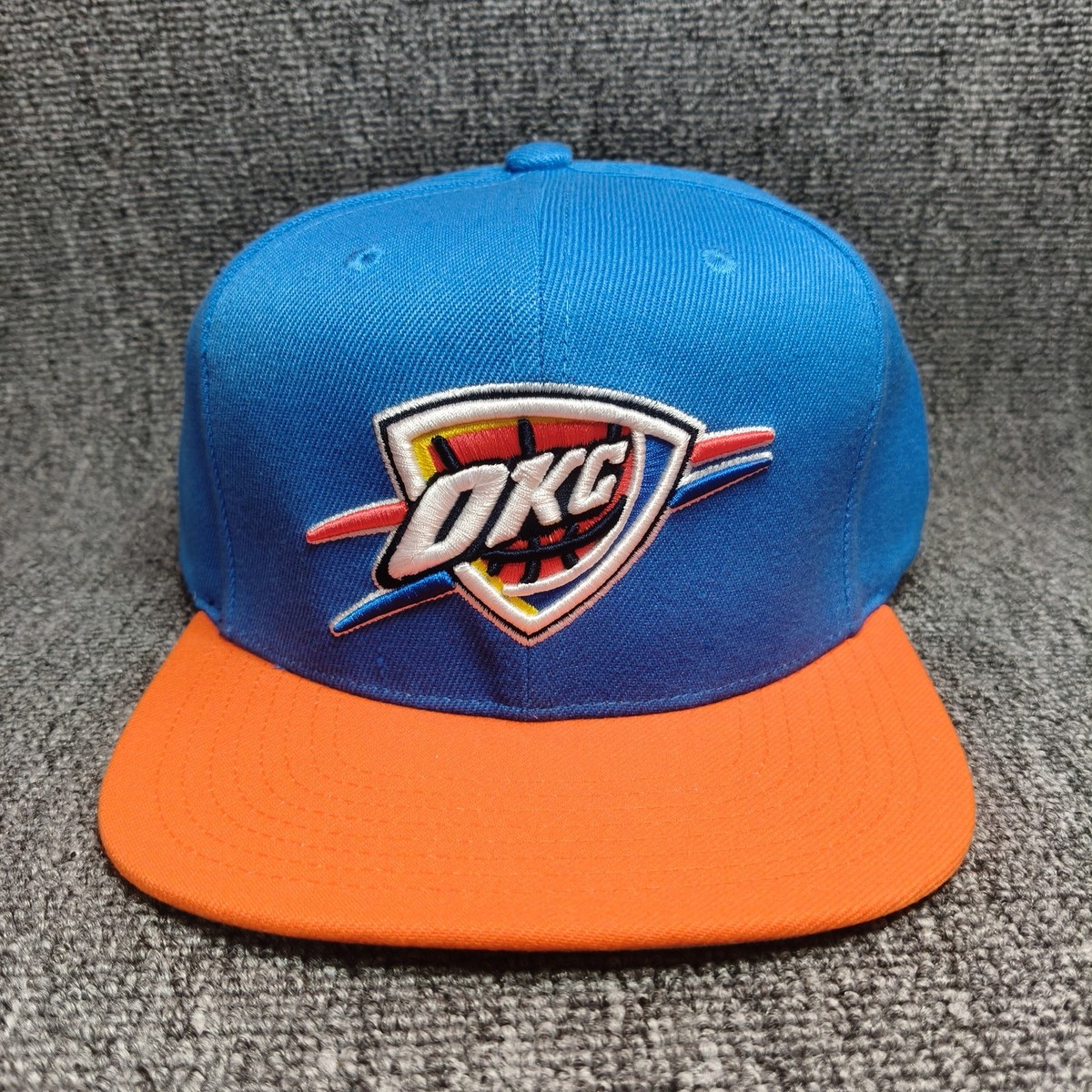 Mitchell & Ness OKC Thunder Snapback Flat Brim Blue Orange One Size Hat