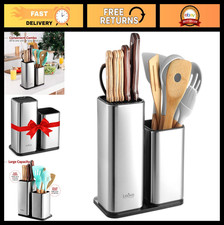 Stainless Steel Knife Holder & Utensil Organizer - Modern Rectangular Design for