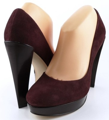 $120 FRENCH CONNECTION NAMBIA Wine Suede Designer Platform Pumps 8.5 EUR 39