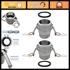 2PCS 2" Type D Aluminum Camlock Hose Fitting NPT with Gaskets - Durable & Reliab