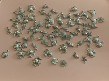 Lot Of 50 Nautical Silver Tone Charms Seahorse Turtle Dolphin Octopus Fish P25