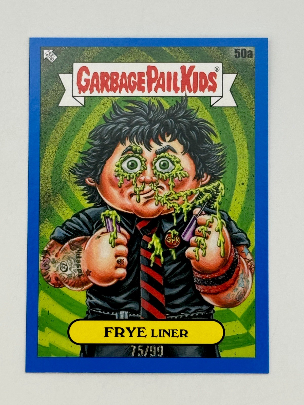 2024 Topps Garbage Pail Kids Battle Of The Bands Green Day Blue #50a FRYE Liner front