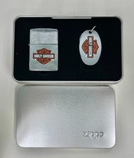 Chrome Zippo Lighter Harley-Davidson #157, Harley Logo w/ Keychain