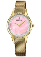 Festina Mademoiselle (30.2mm) Pink Mother Of Pearl Dial / Gold-Tone F20495/2