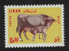 Cow and calf Farm Animals Lebanon 1965 MNH SG#884