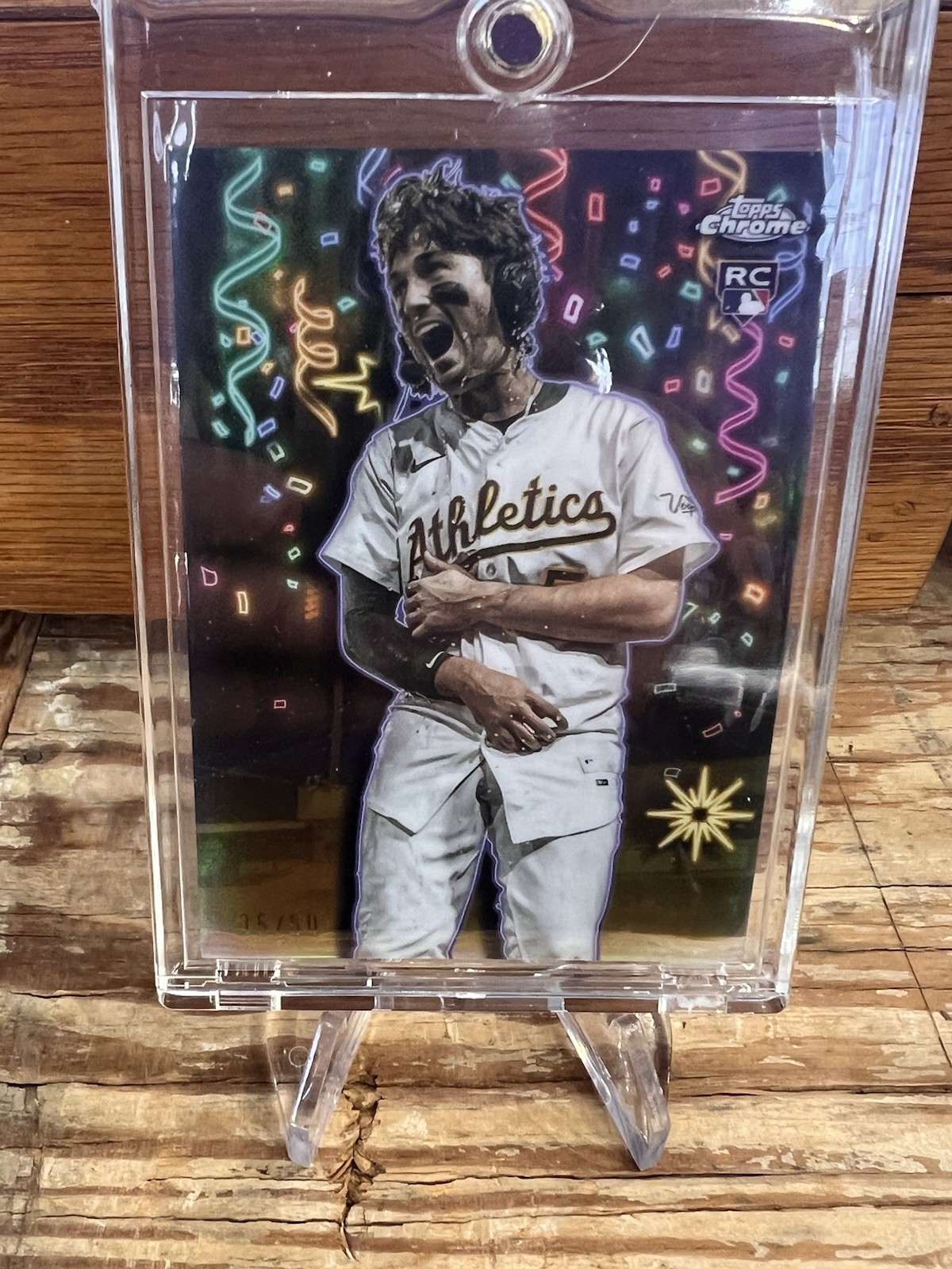 2025 Topps Chrome Update Jacob Wilson Celebracion /50 Oakland Athletics case hit