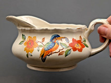 Vtg 1940's GRINDLEY Kingfisher Bird Lover Milk Jug Creampetal Gravy Hand Painted