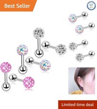Stylish 20G Stainless Steel Stud Earrings for Sensitive Ears - Gift Velvet Bag