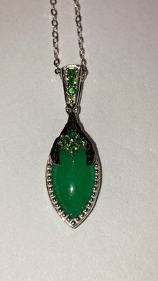 sterling silver Jade Black Spindle Green Peridot Necklace STS 925 Chuck Clemency