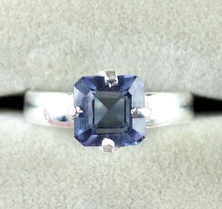 Natural Srilankan Color Changing Sapphire 5.70 Ct Octagon Gems Certified Ring
