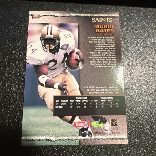 1995 Classic Pro Line Printers Proof Mario Bates Card #207 - Picture 3 of 3