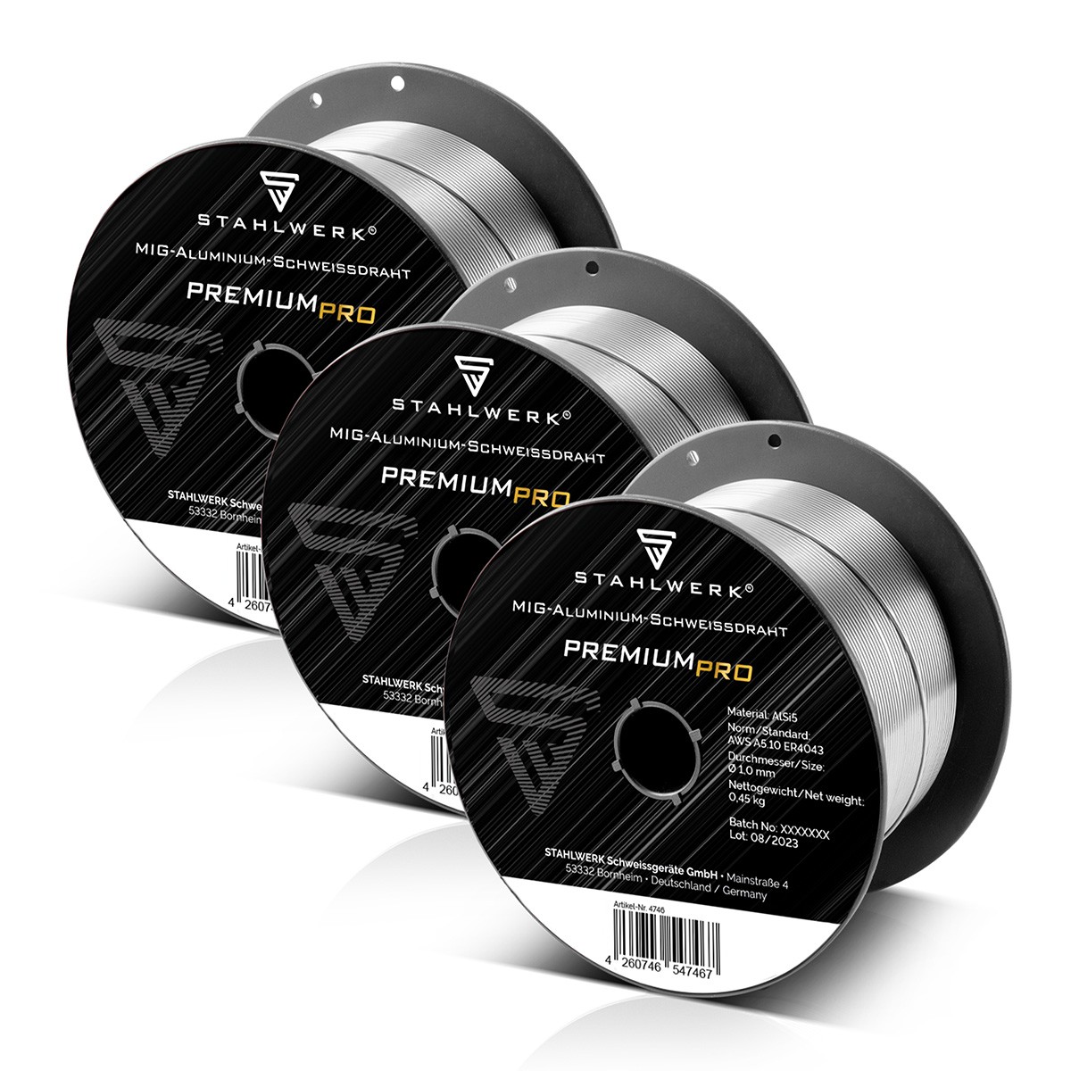 STAHLWERK 3 x MIG MAG aluminum welding wire ER4043 AlSi5 1.0 mm 0.45 kg