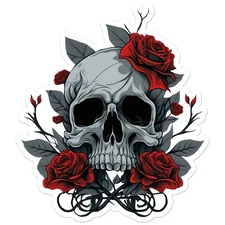 Skull Rose Thorns - Vinyl Decal Sticker - Car Window Laptop - ebn9993