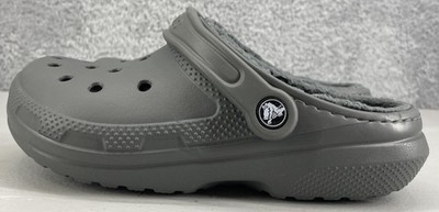 Croc Dual Comfort Gray Slip-On Clogs Fur Lined Sized Men's-5 Women's-7 Lite Wear