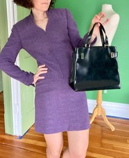 Y2K Cache purple wool blend zip blazer suit and mini skirt set office