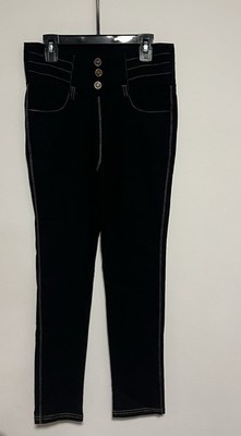 Jeggings negros mujer tiro alto 3 botones stretch   nuevo con defecto
