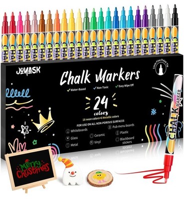 Joyask Extra Fine Tip Chalk Markers for Blackboard&Glass (Pack of 24, 1mm Tip...