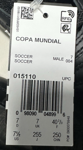 Adidas Copa Mundial Men's Size 7.5 Soccer Cleats Black White 015110 - Picture 13 of 13